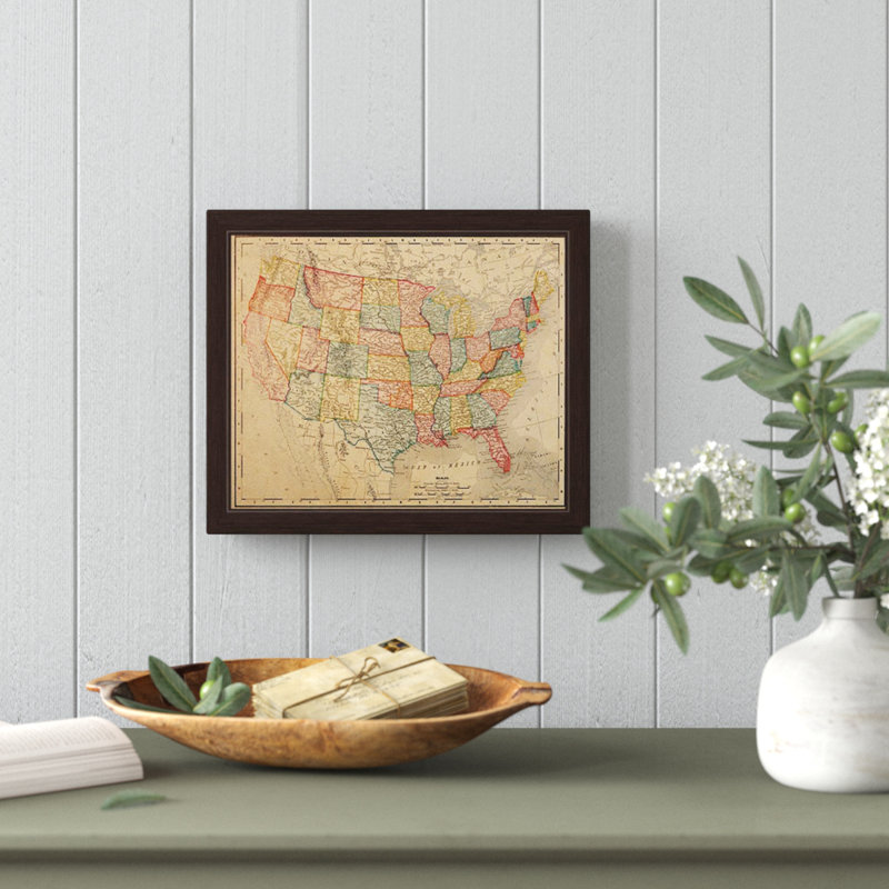 'Colored Map Of The United States' Picture Frame Graphic Art on Canvas & Reviews Birch Lane
